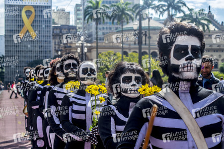 Demonstration gegen Sparmaßnahmen im Kulturbereich in Sao Paulo