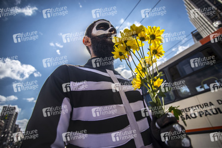 Demonstration gegen Sparmaßnahmen im Kulturbereich in Sao Paulo