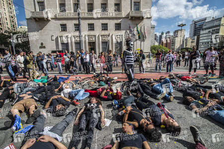 Demonstration gegen Sparmaßnahmen im Kulturbereich in Sao Paulo