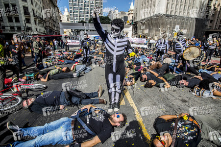 Demonstration gegen Sparmaßnahmen im Kulturbereich in Sao Paulo