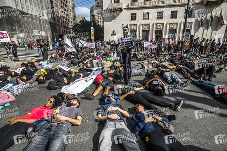 Demonstration gegen Sparmaßnahmen im Kulturbereich in Sao Paulo