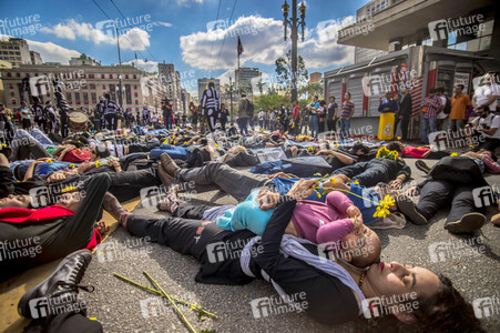 Demonstration gegen Sparmaßnahmen im Kulturbereich in Sao Paulo
