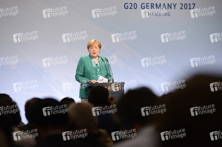 G20 Pressekonferenz von Angela Merkel in Hamburg
