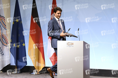 G20 Pressekonferenz von Justin Trudeau in Hamburg