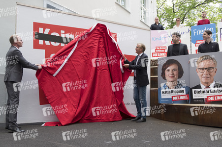 Vorstellung der Bundestagswahlplakte der Linken in Berlin
