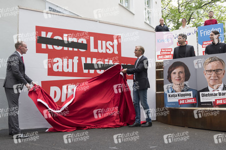 Vorstellung der Bundestagswahlplakte der Linken in Berlin