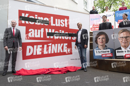 Vorstellung der Bundestagswahlplakte der Linken in Berlin