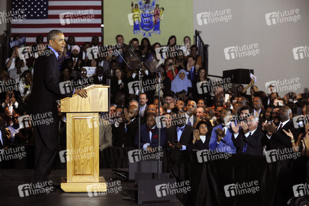 Barack Obama auf einer Wahlkampfveranstaltung in Newark