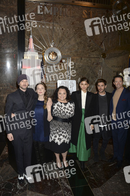 Empire State Building Lighting Ceremony mit dem Cast von 'The Greatest Showman' in New York
