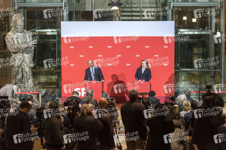 SPD-Pressekonferenz zu den Koalitionsverhandlungen in Berlin