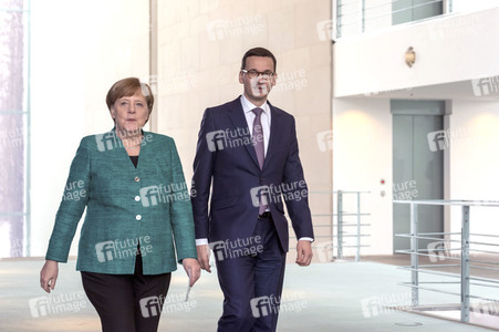 Pressekonferenz mit Angla Merkel und Mateusz Morawiecki in Berlin
