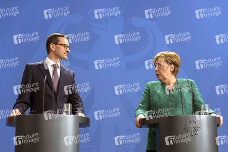 Pressekonferenz mit Angla Merkel und Mateusz Morawiecki in Berlin