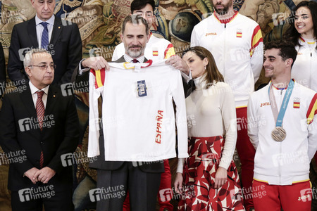 König Felipe und Königin Letizia empfangen das spanische Oympia-Team in Madrid