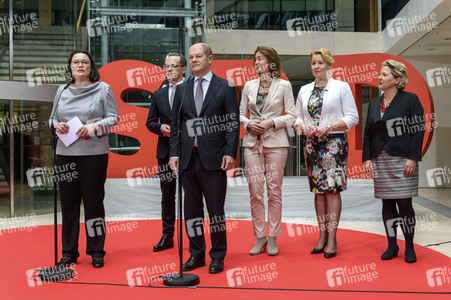 Pressekonferenz zur Vorstellung der Minister der SPD in der zukünftigen Regierung in Berlin
