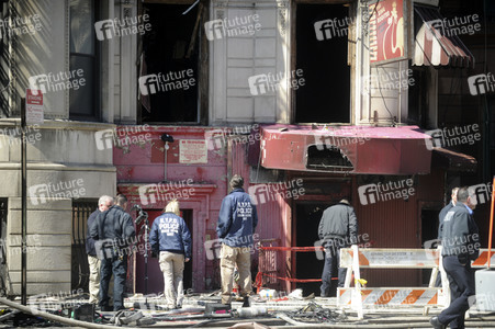 Filmset von 'Motherless Brooklyn' am Tag nach dem Brand in New York