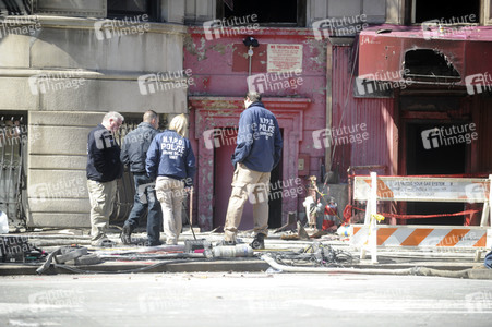 Filmset von 'Motherless Brooklyn' am Tag nach dem Brand in New York