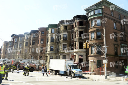 Filmset von 'Motherless Brooklyn' am Tag nach dem Brand in New York