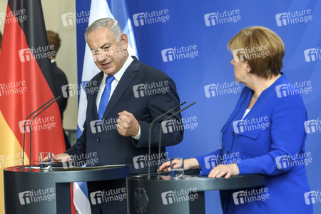 Pressekonferenz mit Angla Merkel und Benjamin Netanjahu in Berlin