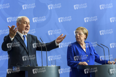 Pressekonferenz mit Angla Merkel und Benjamin Netanjahu in Berlin