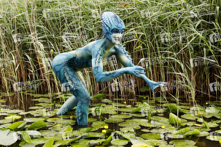 GEEK ART: See-Kreatur / Sea Creature Bodypainting