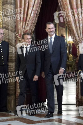 Empfang von König Felipe und Präsident Macron in Madrid