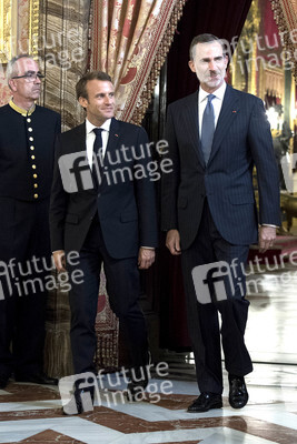 Empfang von König Felipe und Präsident Macron in Madrid