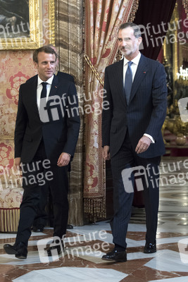 Empfang von König Felipe und Präsident Macron in Madrid