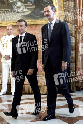 Empfang von König Felipe und Präsident Macron in Madrid