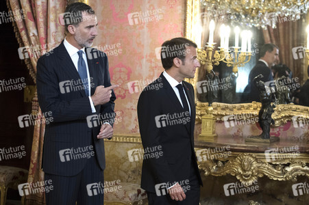 Empfang von König Felipe und Präsident Macron in Madrid