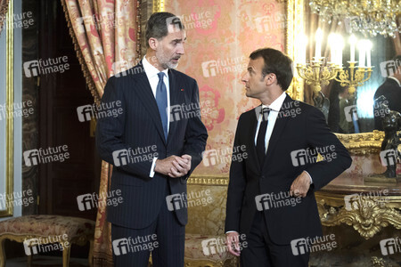Empfang von König Felipe und Präsident Macron in Madrid