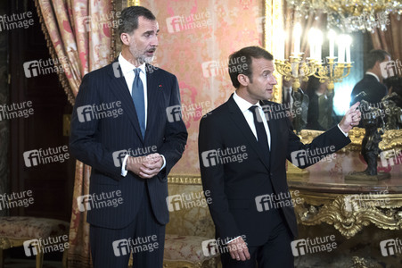 Empfang von König Felipe und Präsident Macron in Madrid