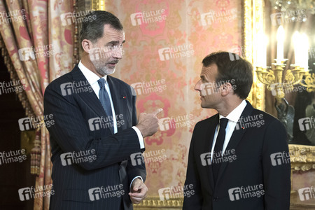 Empfang von König Felipe und Präsident Macron in Madrid
