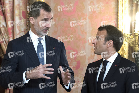 Empfang von König Felipe und Präsident Macron in Madrid