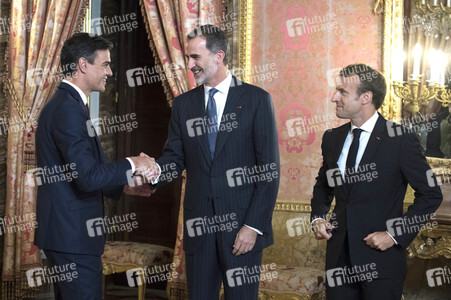 Empfang von König Felipe und Präsident Macron in Madrid