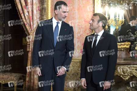 Empfang von König Felipe und Präsident Macron in Madrid