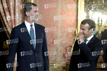 Empfang von König Felipe und Präsident Macron in Madrid