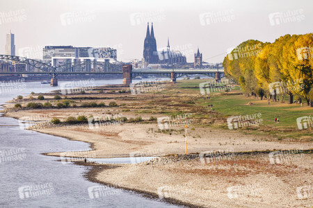 Niedrigwasser im Rhein in Köln