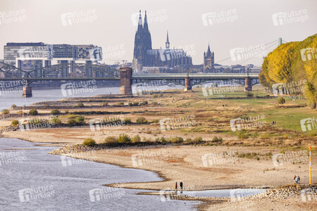 Niedrigwasser im Rhein in Köln
