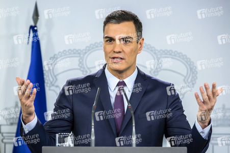 Pressekonferenz mit Pedro Sanchez in Madrid
