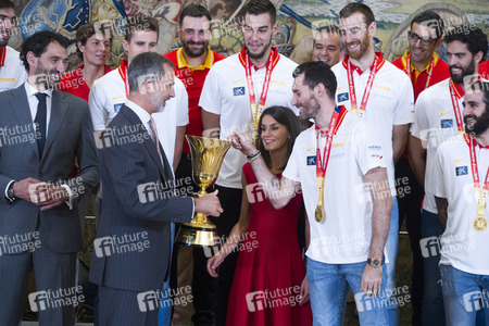 Empfang für das spanische Basketball-Team in Madrid