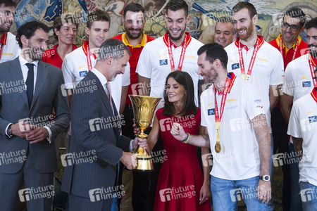Empfang für das spanische Basketball-Team in Madrid