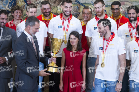 Empfang für das spanische Basketball-Team in Madrid