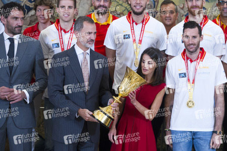 Empfang für das spanische Basketball-Team in Madrid