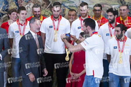 Empfang für das spanische Basketball-Team in Madrid