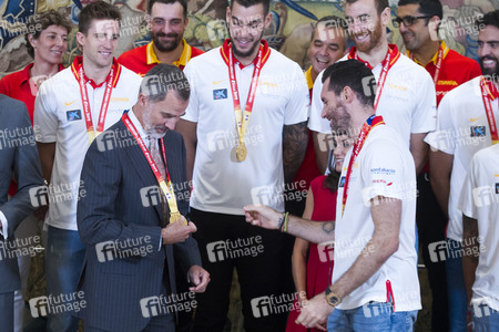 Empfang für das spanische Basketball-Team in Madrid