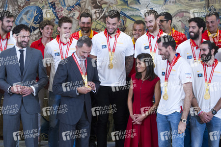 Empfang für das spanische Basketball-Team in Madrid