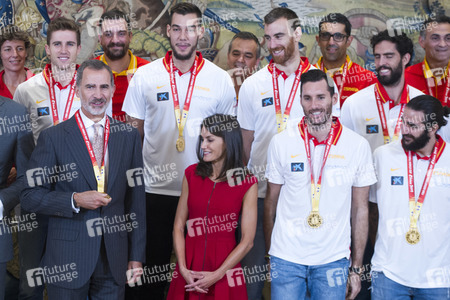 Empfang für das spanische Basketball-Team in Madrid
