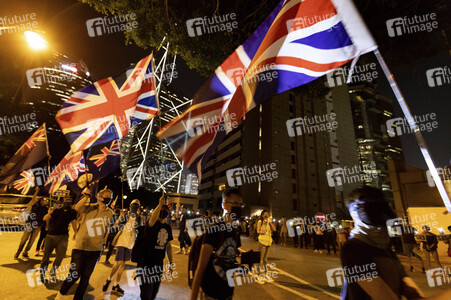 Demonstration vor dem britischen Konsulat in Hongkong