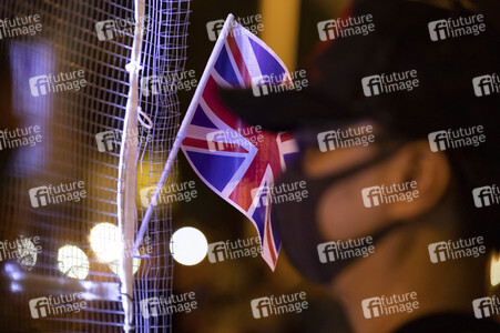 Demonstration vor dem britischen Konsulat in Hongkong