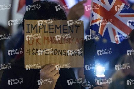 Demonstration vor dem britischen Konsulat in Hongkong